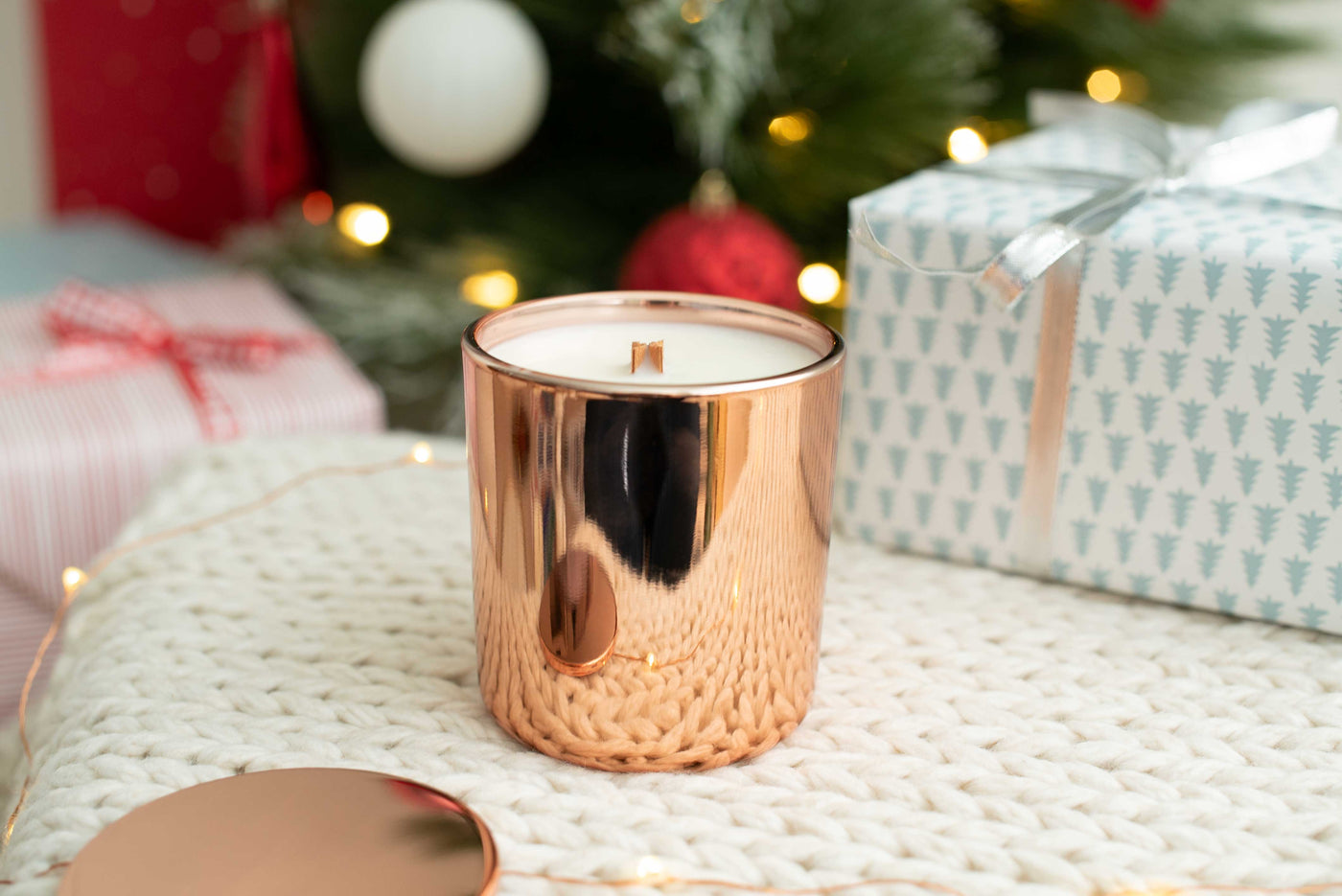 Rose Gold Wooden Wick Candle
